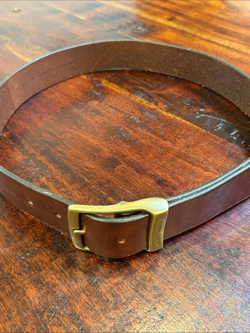 Vintage Ralph Lauren 90s Brown Leather Equestrian Belt Brass Buckle size Medium - Picture 13 of 16